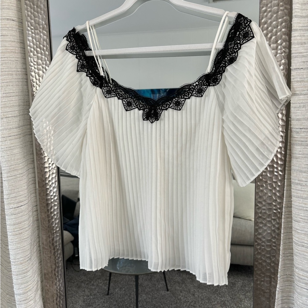 Alice + Olivia white and black top